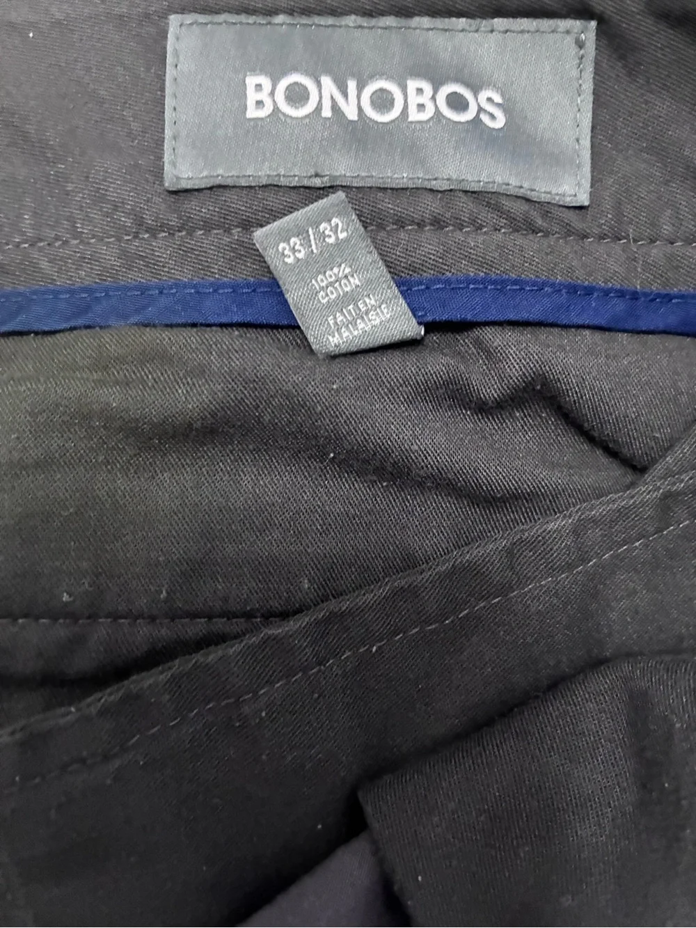 Bonobos Men's Slim Straight Pants - Navy Grey 33/32